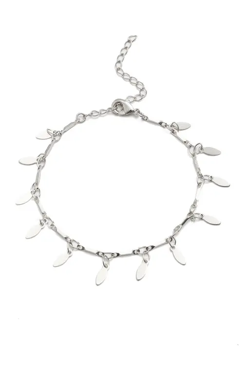 Pulseira Medalha Oval Soltas com Banho em Ródio Branco