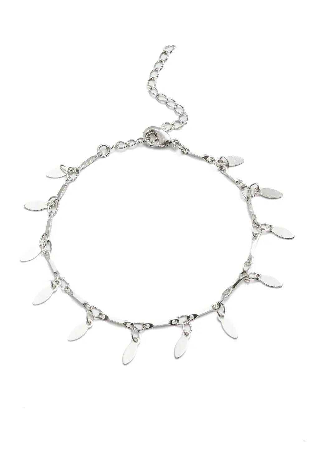 Pulseira Medalha Oval Soltas com Banho em Ródio Branco