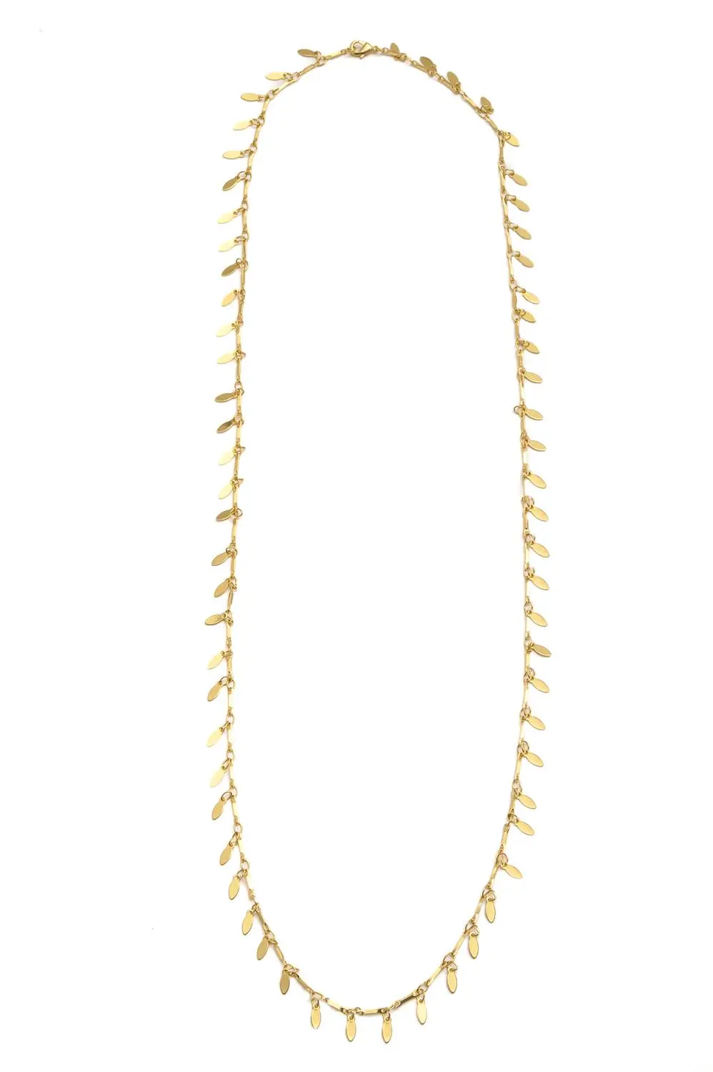 Colar Longo Medalha Oval Soltas com Banho em Ouro 18k