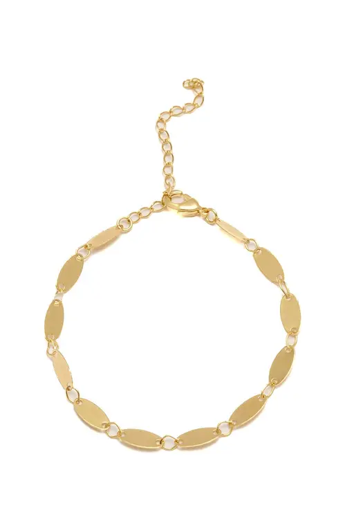 Pulseira Medalhinha Oval com Banho em Ouro 18k