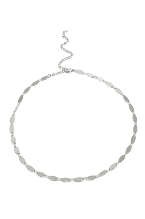 Choker Medalhinha Oval com Banho em Ródio Branco