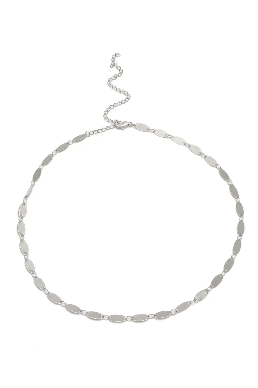Choker Medalhinha Oval com Banho em Ródio Branco