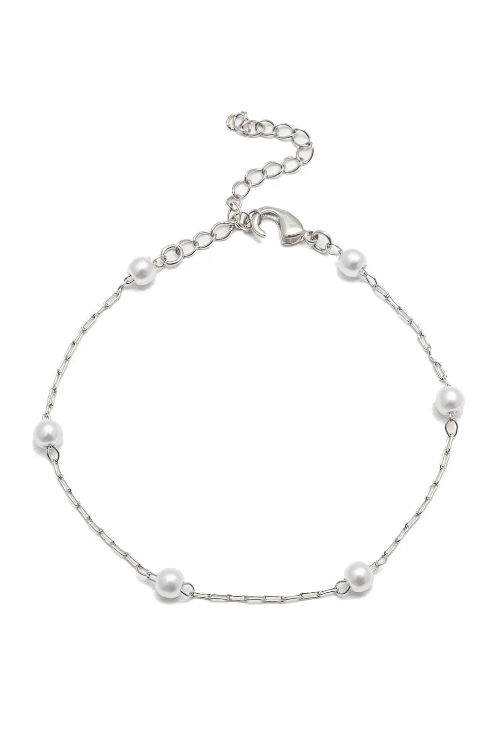 Pulseira Elos Pérola com Banho em Ródio Branco