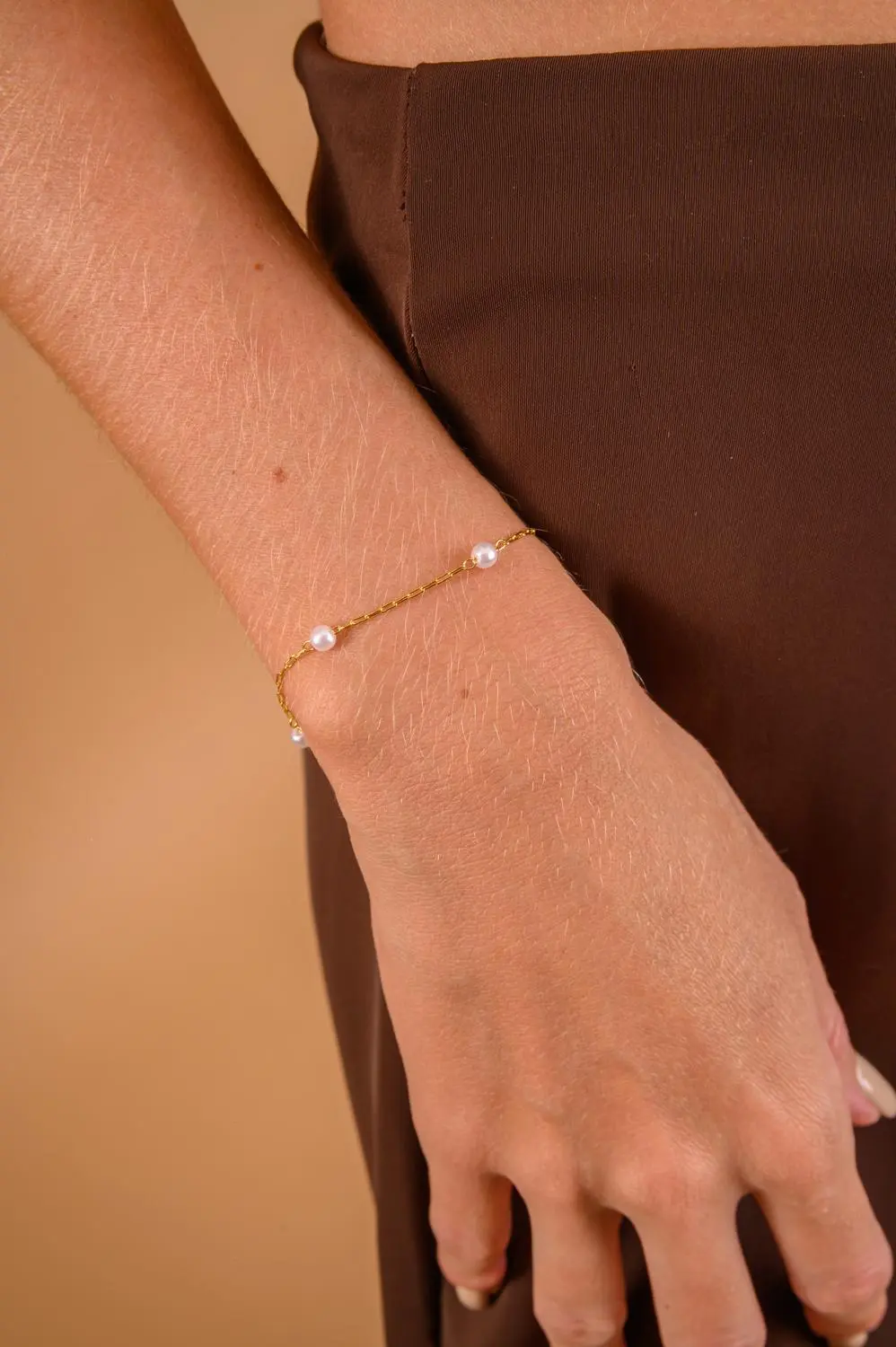 Pulseira Elos Pérola com Banho em Ouro 18k