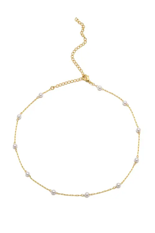 Choker Elos Pérola com Banho em Ouro 18k