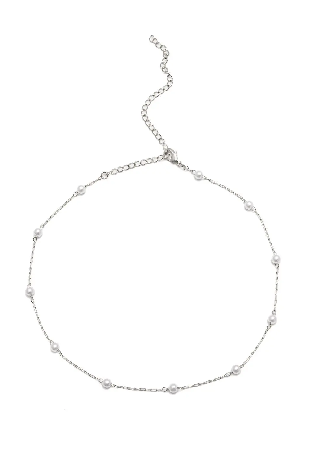 Choker Elos Pérola com Banho em Ródio Branco