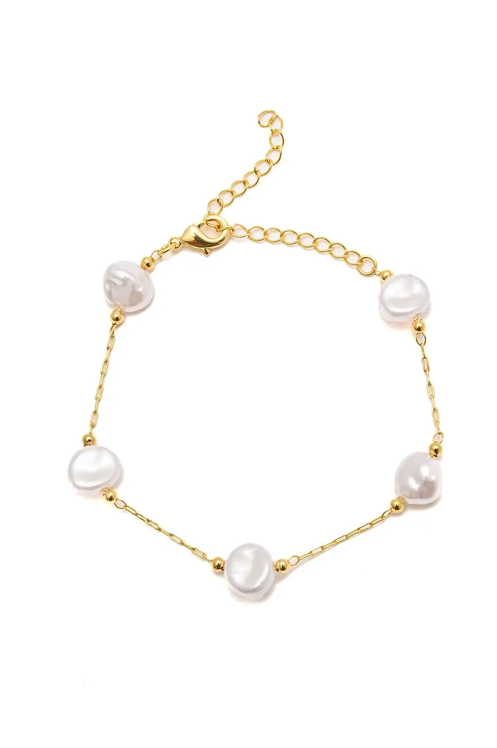 Pulseira Pérola Orgânica com Banho em Ouro 18k