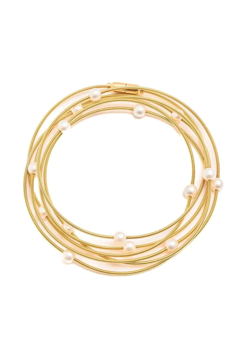 Pulseira Corda de Violão de Pérola com Banho em Ouro 18k