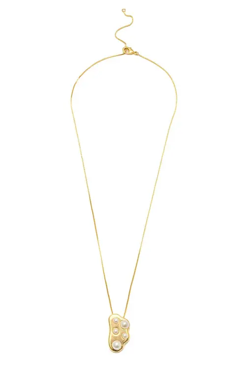 Colar Orgânico de Pérola com Banho em Ouro 18k