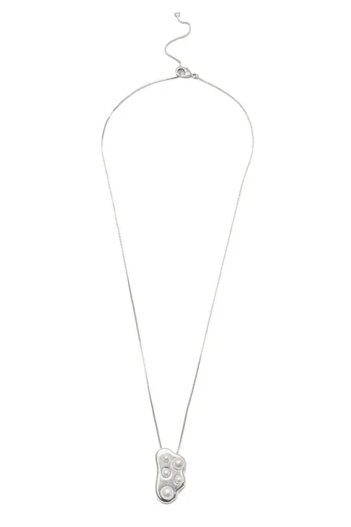 Colar Orgânico de Pérola com Banho em Ródio Branco