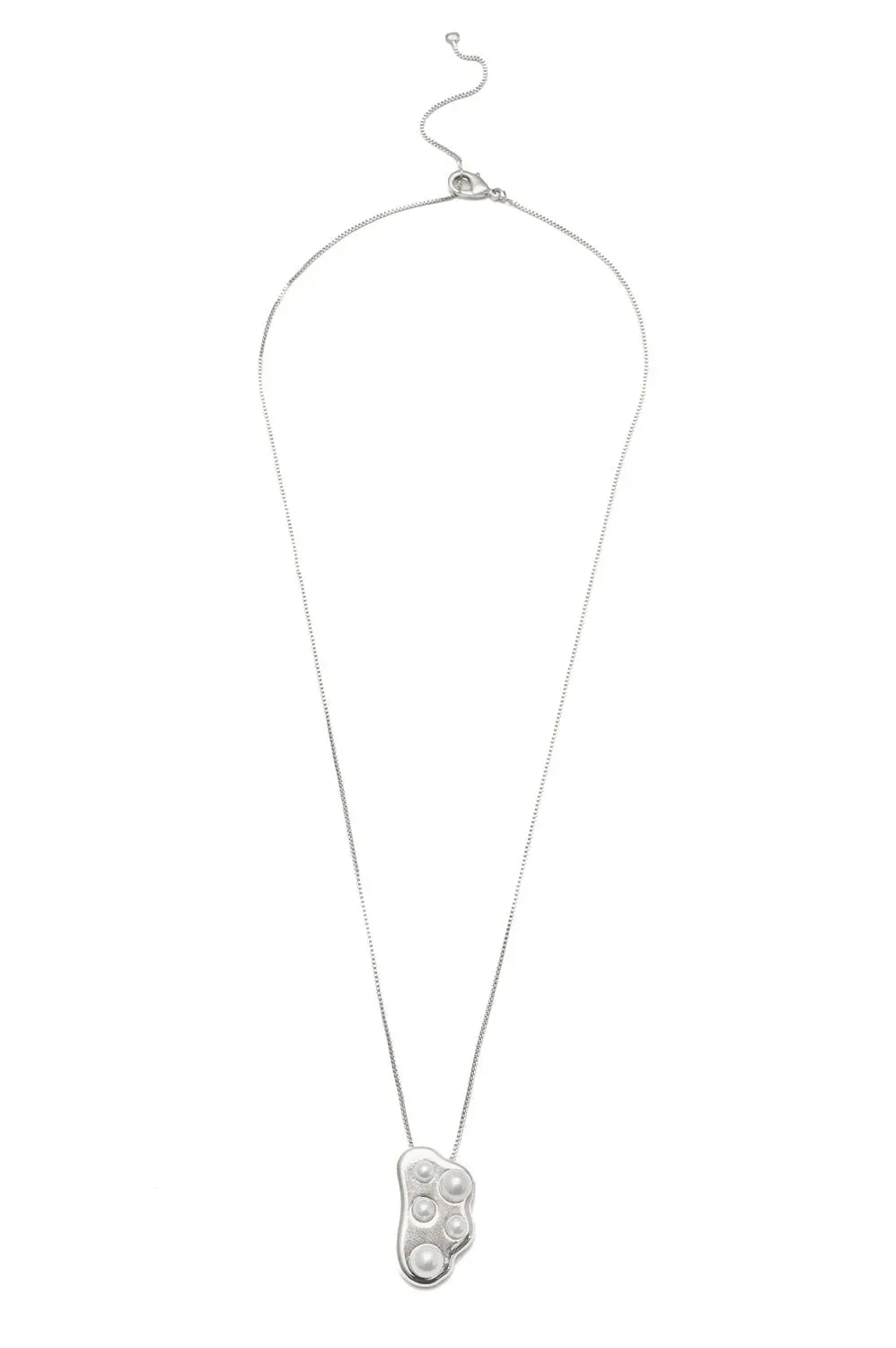 Colar Orgânico de Pérola com Banho em Ródio Branco