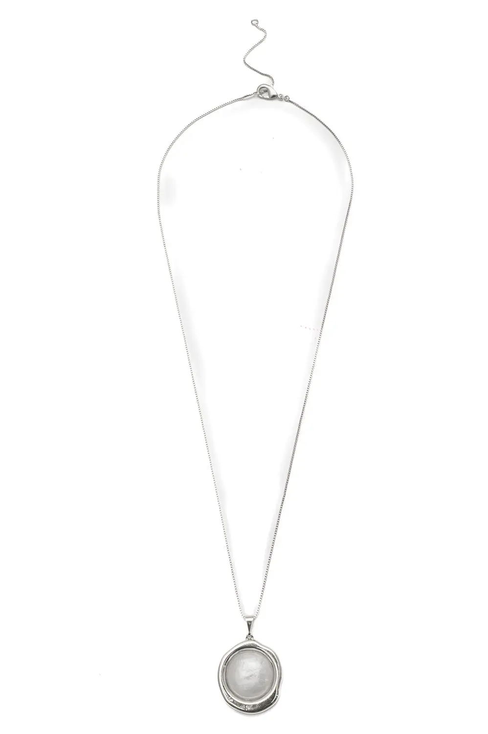 Colar Esfera Madrepérola com Banho em Ródio Branco