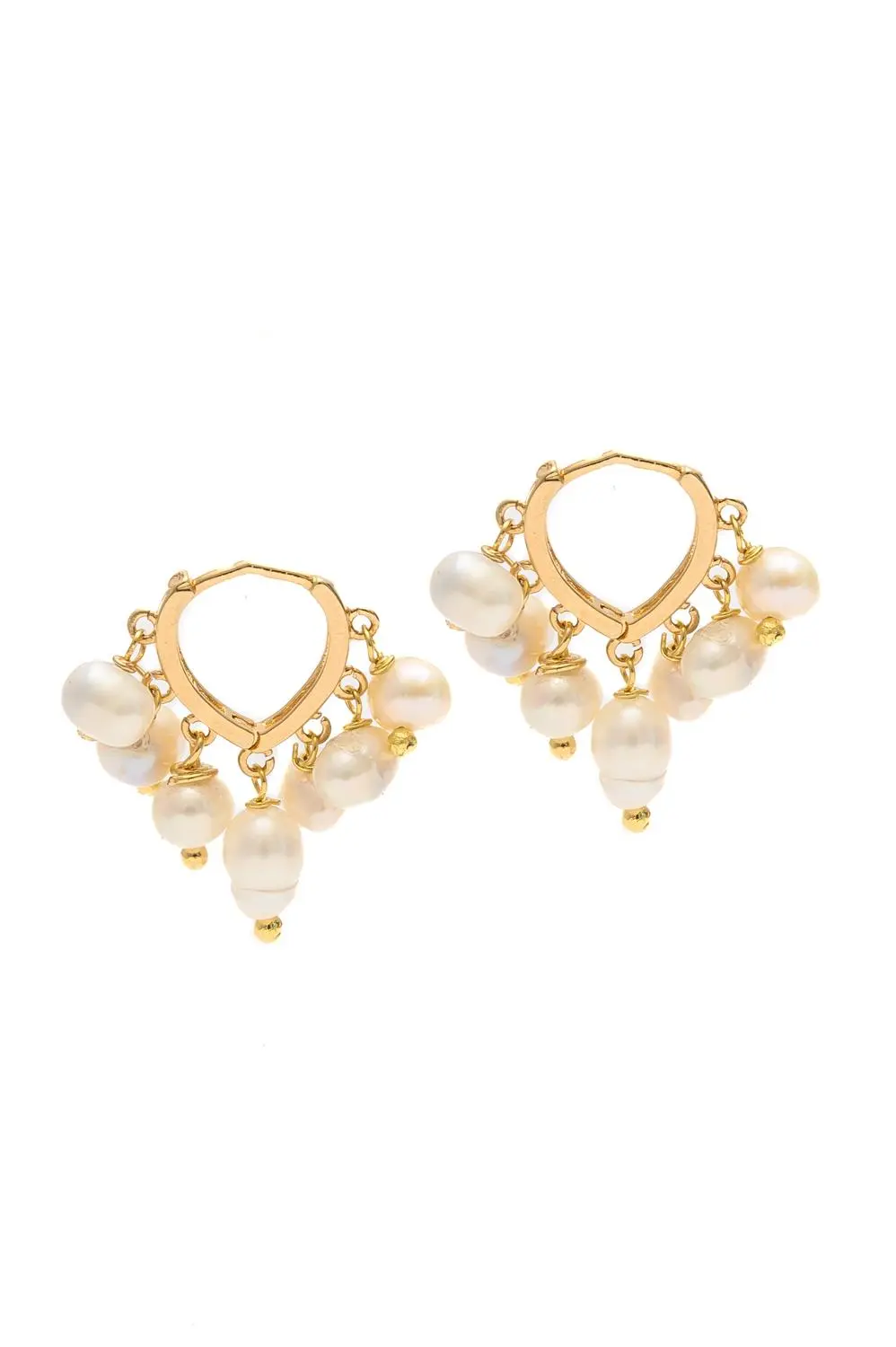 Argola de Pérolas Barroca com Banho em Ouro 18k