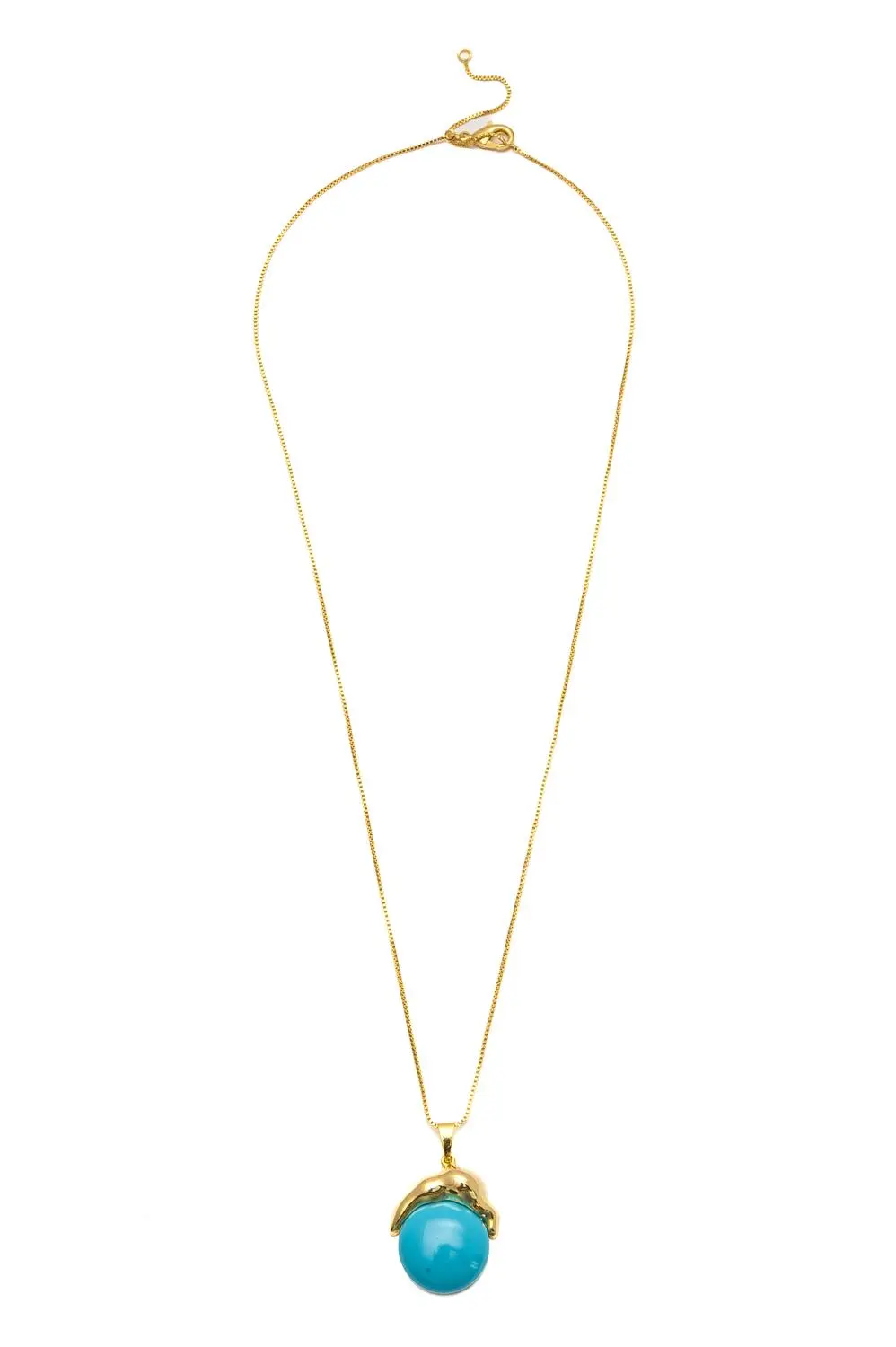 Colar Esfera Turquesa com Banho em Ouro 18k