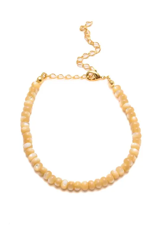 Pulseira Cristais Bege com Banho em Ouro 18k