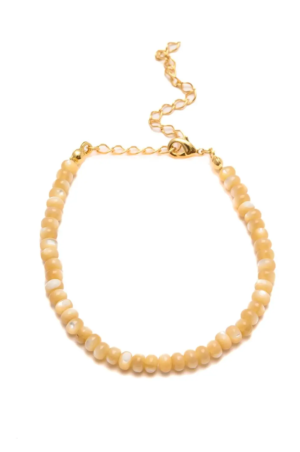 Pulseira Cristais Bege com Banho em Ouro 18k