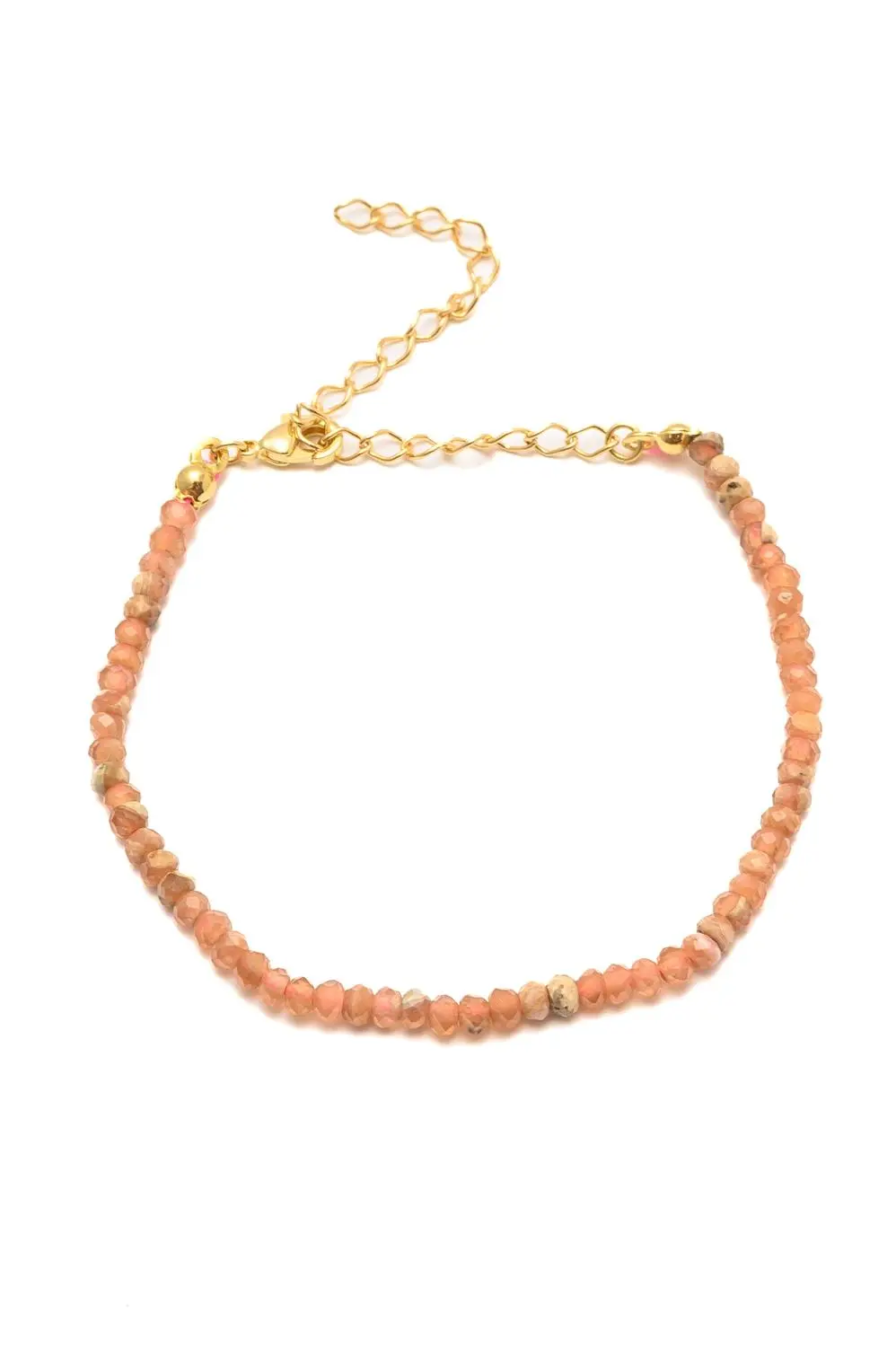 Pulseira Cristais Coral com Banho em Ouro 18k
