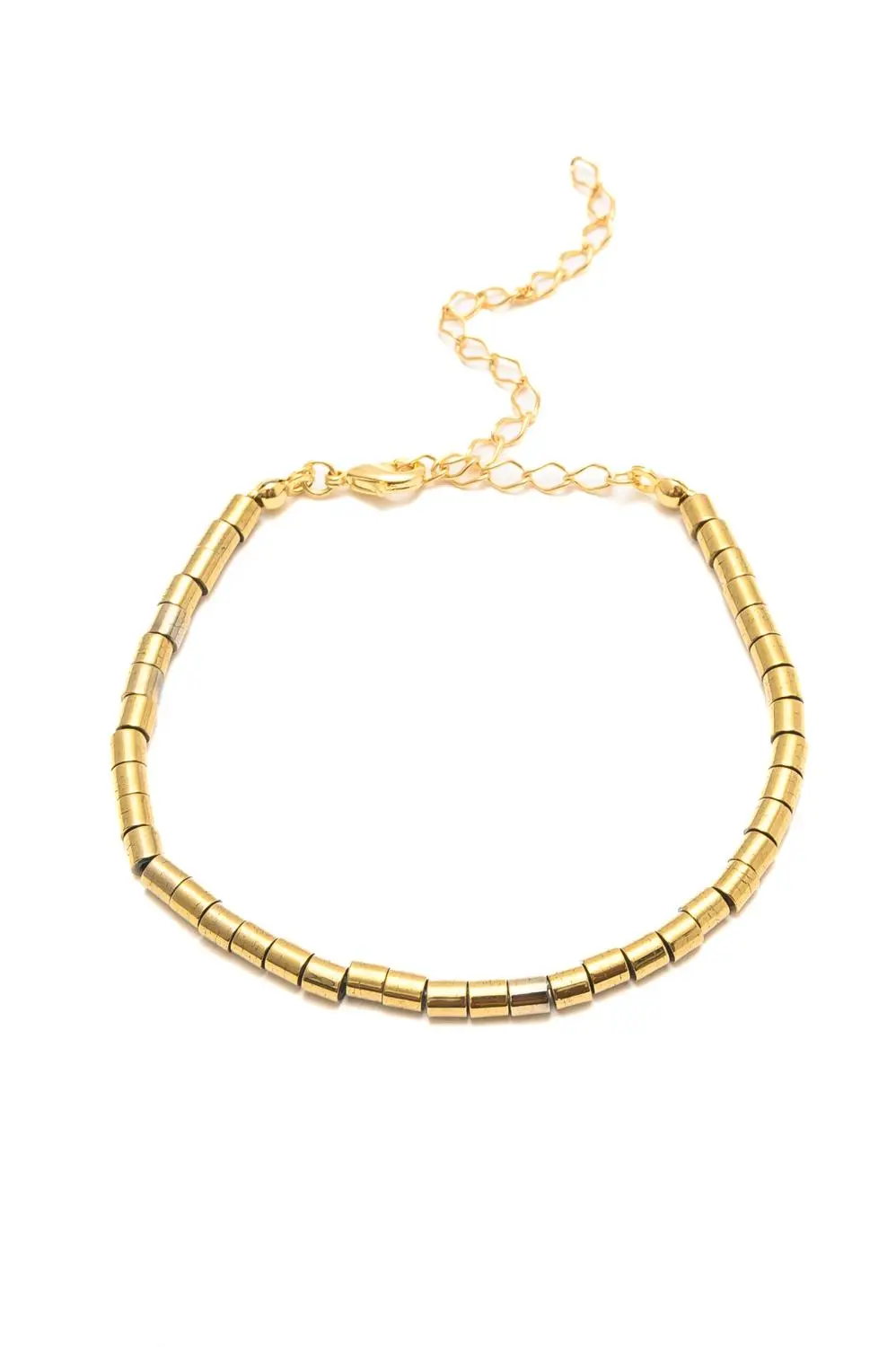 Pulseira Canutilho de Hematitas com Banho em Ouro 18k