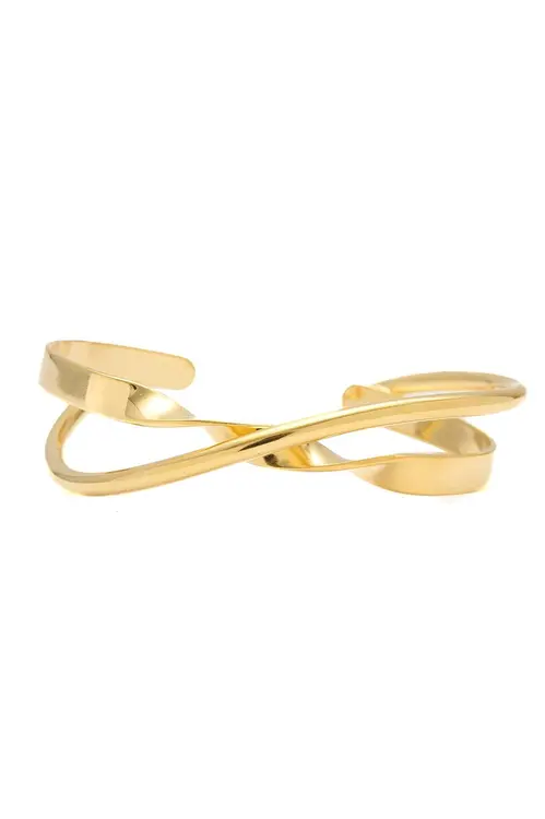 Bracelete Liso e Torcido com Banho em Ouro 18k