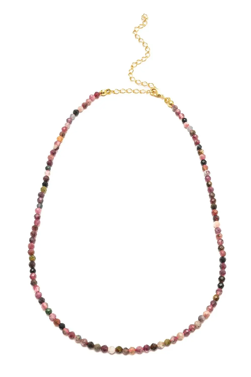 Colar Cristais Rosados com Banho em Ouro 18k