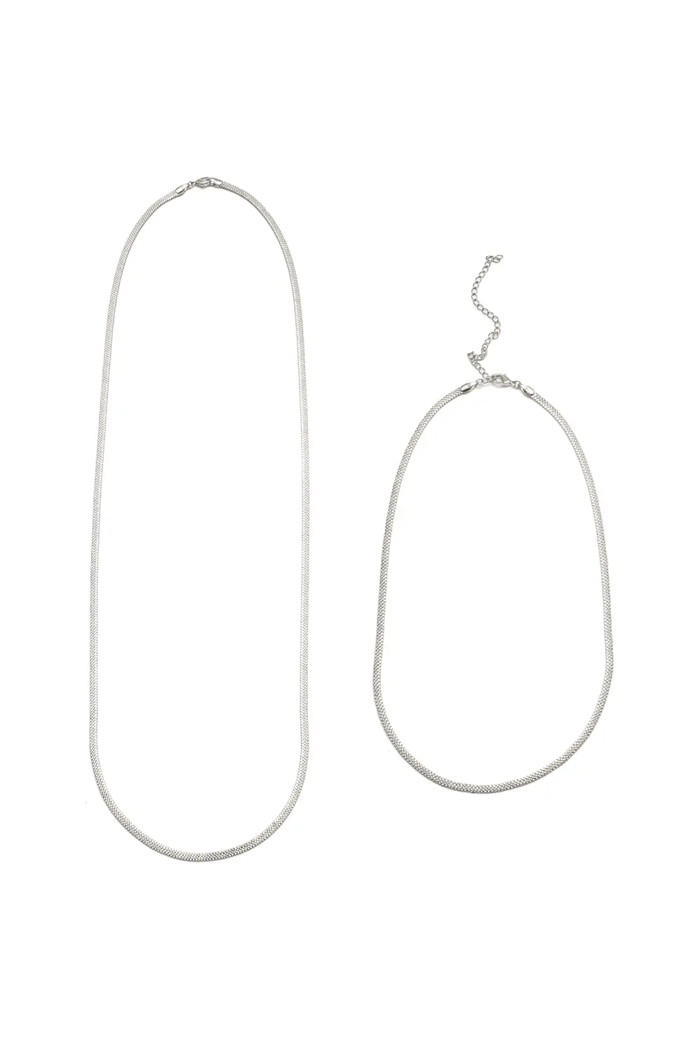 Kit Colar e Choker  Fita Desenhada com Banho em Ródio Branco