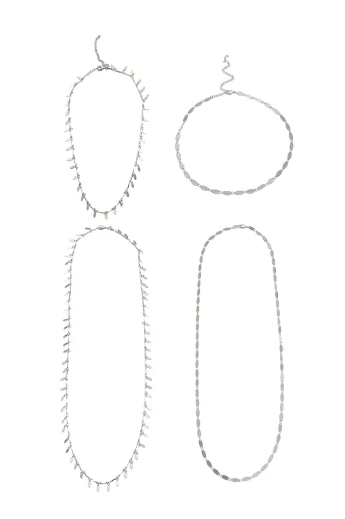 Kit de Colares Medalhas com Banho em Ródio Branco