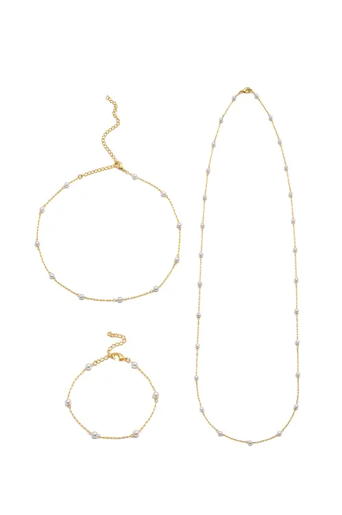 Kit Elos Pérola com Banho em Ouro 18k