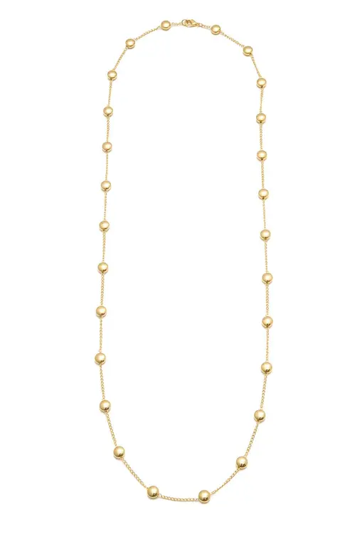 Colar Longo Tacha com Banho em Ouro 18k