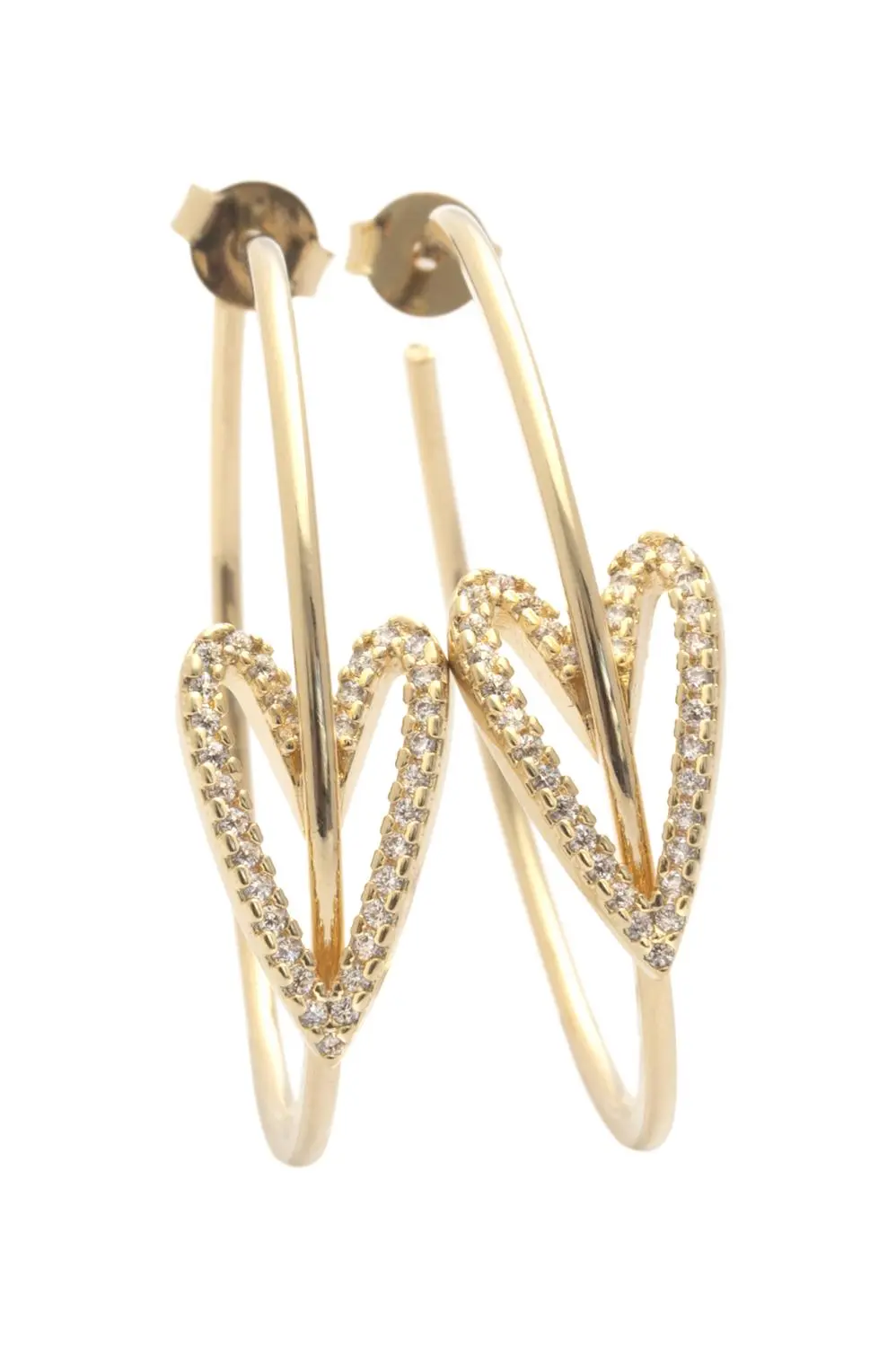 Argola Coração Cravejado com Ouro 18k