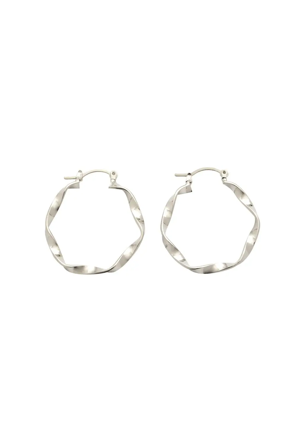 Argola Fina P Trançada com Banho em Ródio Branco