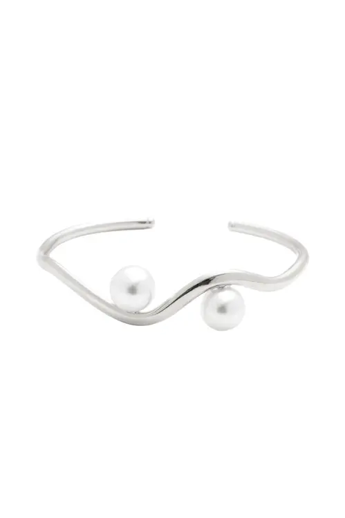 Bracelete Organic Pérola com Banho em Ródio Branco