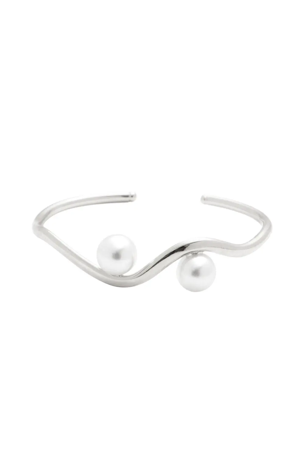 Bracelete Organic Pérola com Banho em Ródio Branco