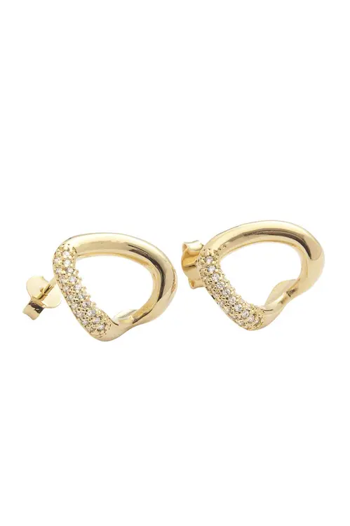 Brinco Delicado Zircônias com Banho em Ouro 18k