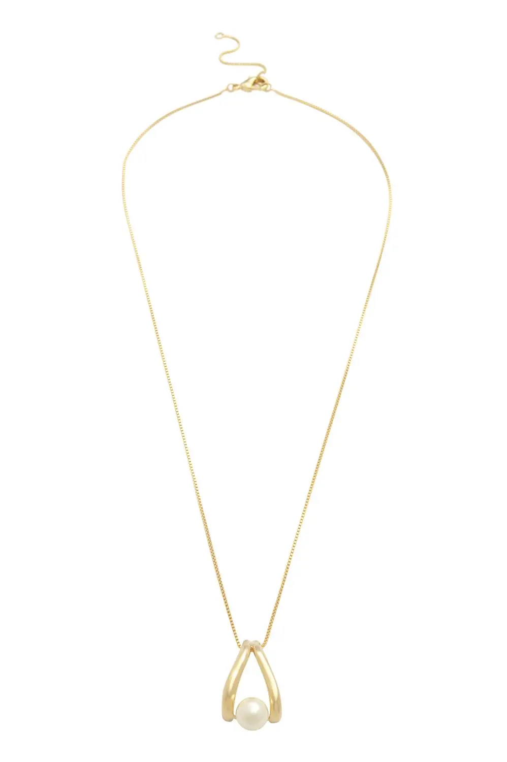 Colar Triângulo de Pérola com Banho em Ouro 18k