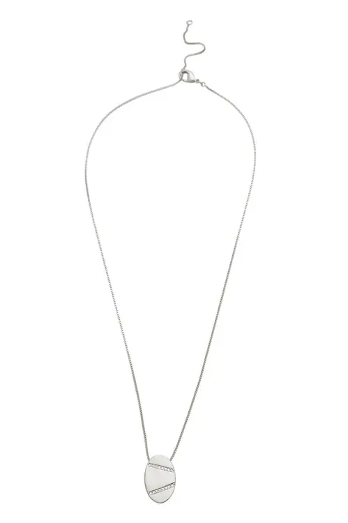 Colar Oval de Zircônias com Banho em Ródio Branco