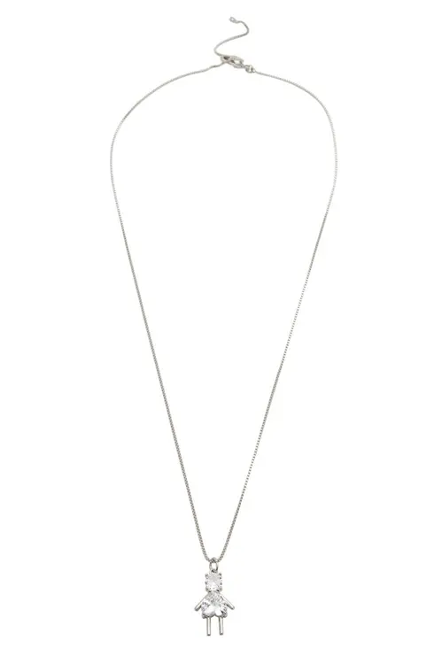Colar com Pingente Cristal Filha com Banho em Ródio Branco
