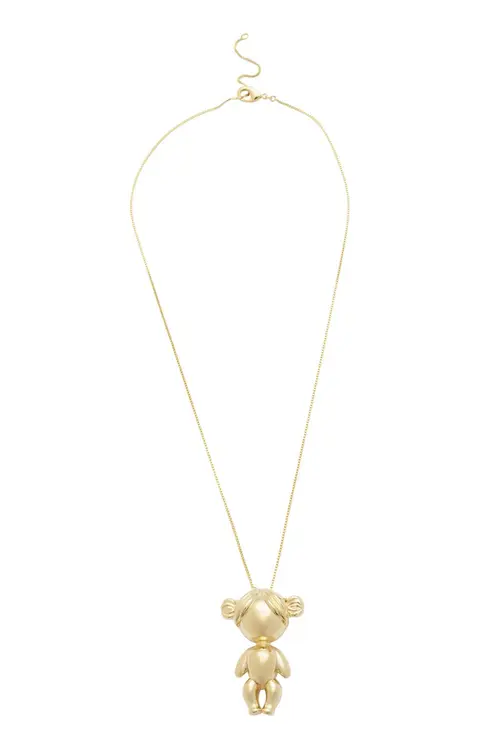 Pingente Menina com Corrente Veneziana com Banho em Ouro 18k