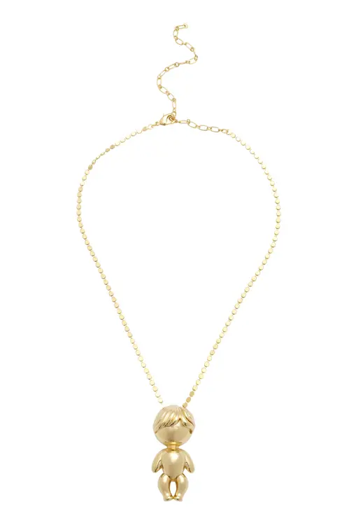 Pingente Menino com Choker Diamantada com Banho em Ouro 18k