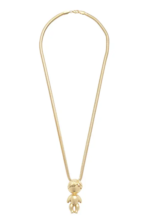 Pingente Menino com Colar Malha Fina 50 cm |  Banho em Ouro 18k
