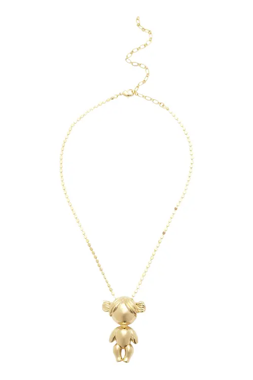 Pingente Menina com Choker Diamantada com Banho em Ouro 18k