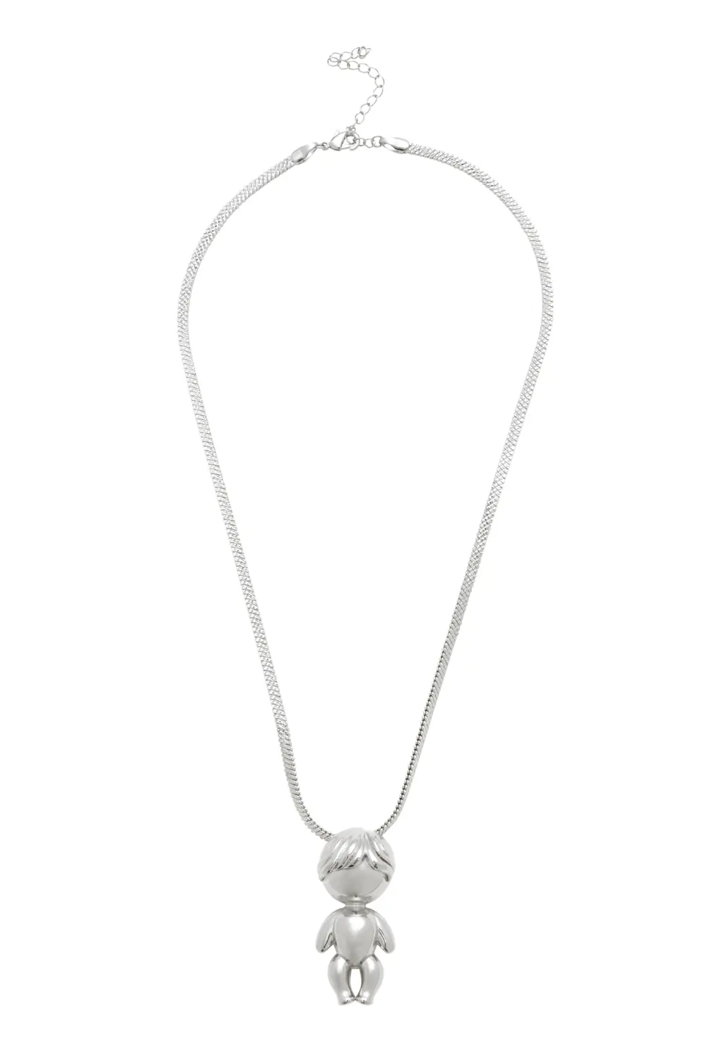 Pingente Menino com Choker Fita Desenhada com Banho em Ródio Branco