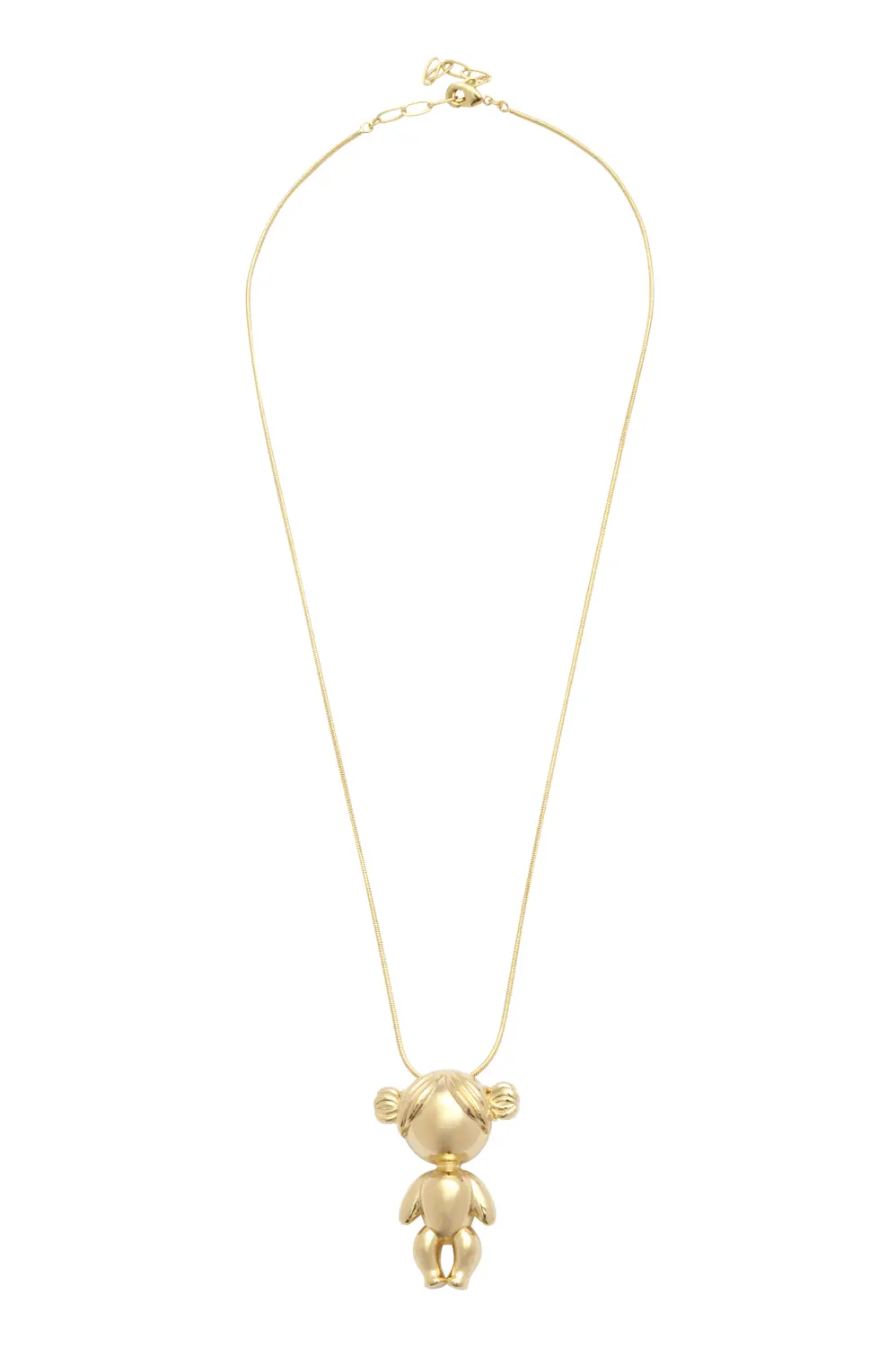 Pingente Menina com Colar Rabo de Rato |  Banho em Ouro 18k