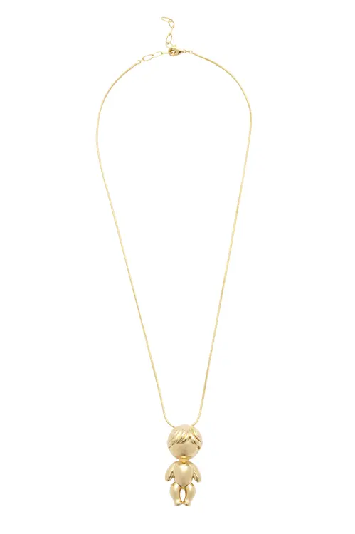 Pingente Menino com Colar Rabo de Rato |  Banho em Ouro 18k