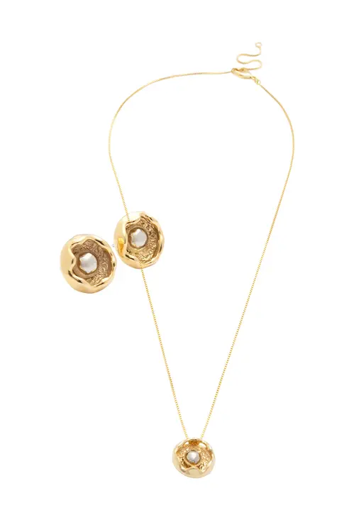 Kit Colar e Brinco Encaixe Dois Banhos | Ouro 18k e Ródio Branco