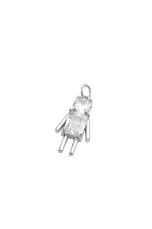 Pingente Cristal Filho com Banho em Ródio Branco