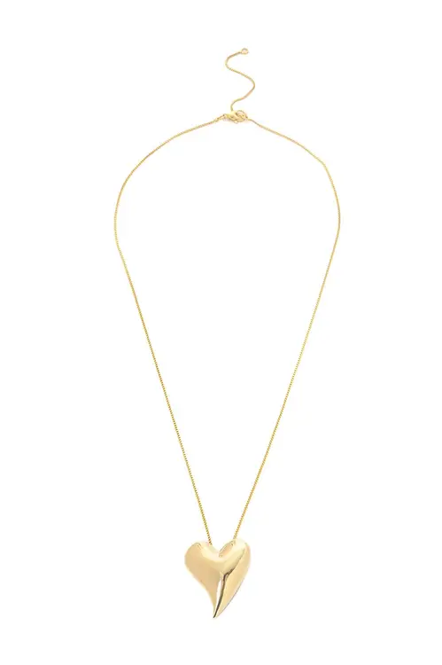 Colar Coração Liso Encontro com Banho em Ouro 18k