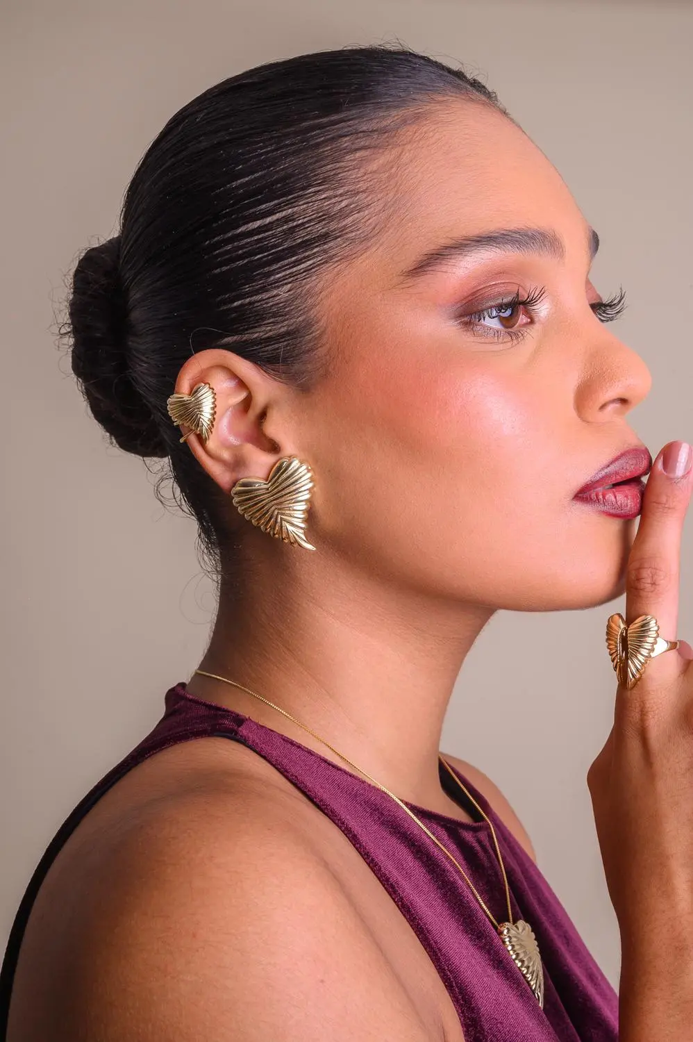 Piercing Fake Coração Goma com Banho em Ouro 18k