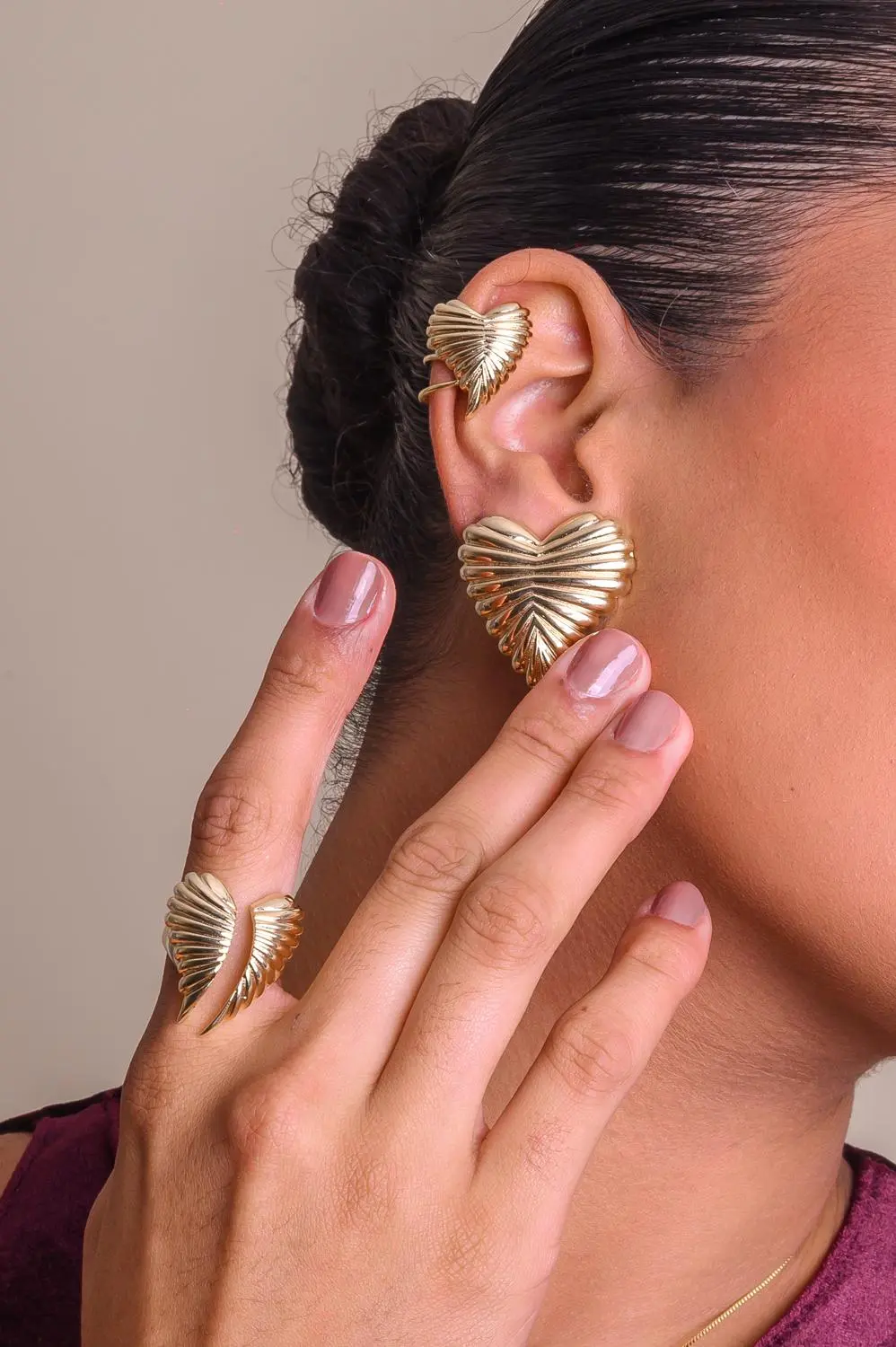 Piercing Fake Coração Goma com Banho em Ouro 18k