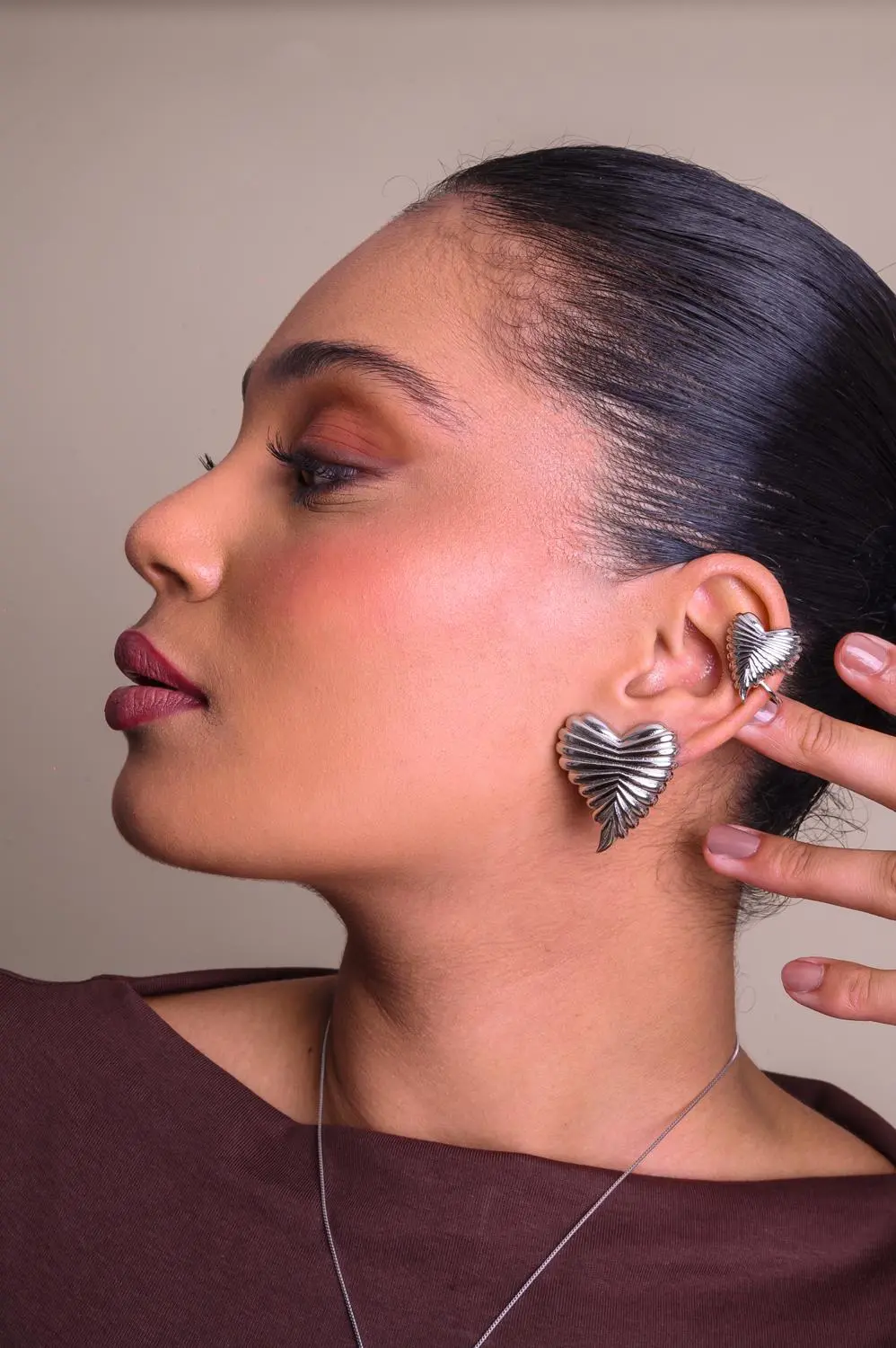 Piercing Fake Coração Goma com Banho em Ródio Branco
