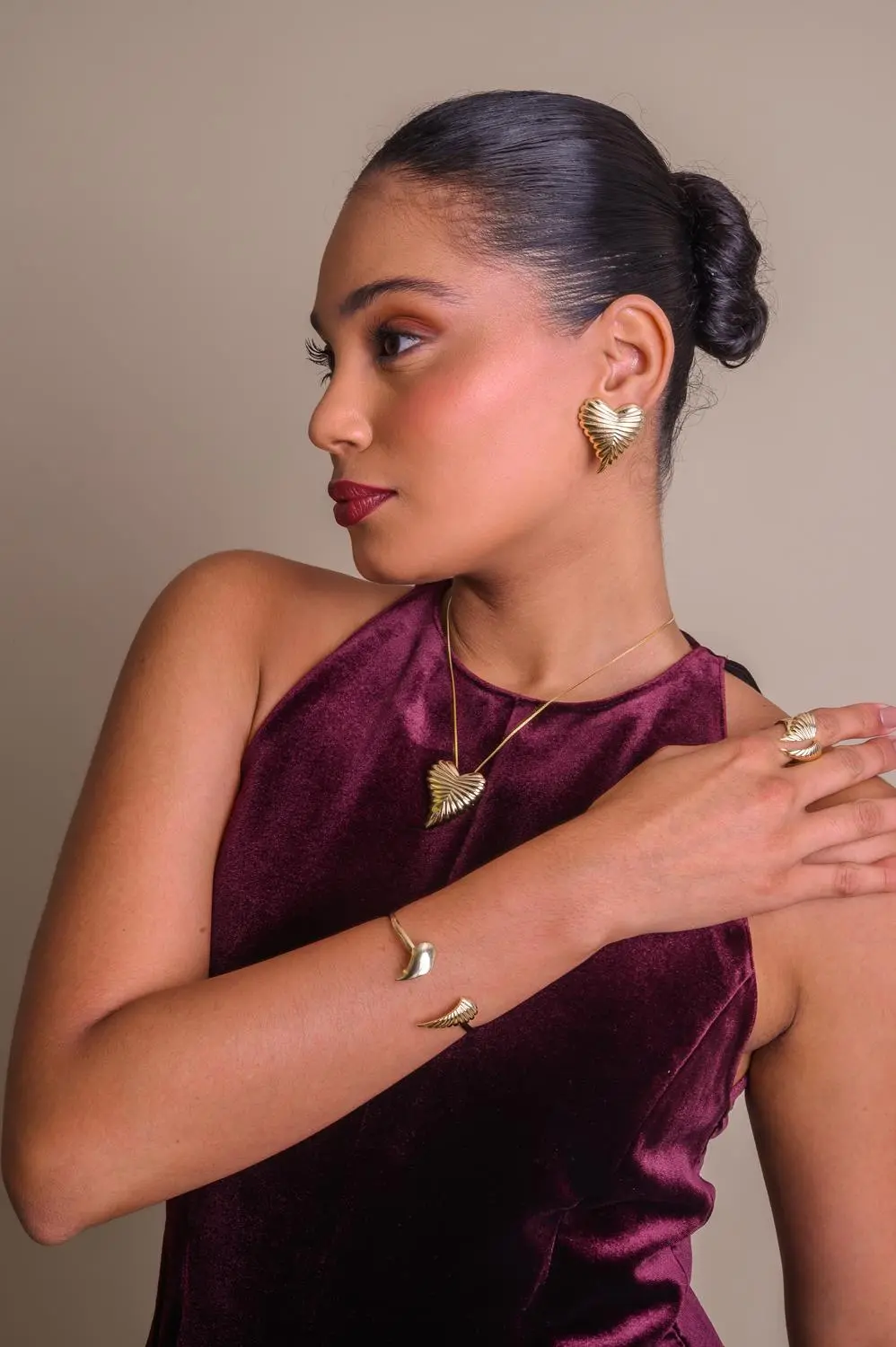 Bracelete Coração Goma com Banho em Ouro 18k